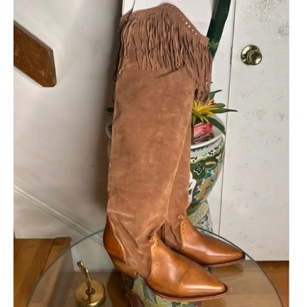 Free People Sage Fringe Over-The-Knee Boots